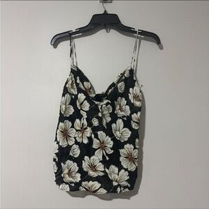 Reformation Floral Cowl Neck Camisole - Black and Cream